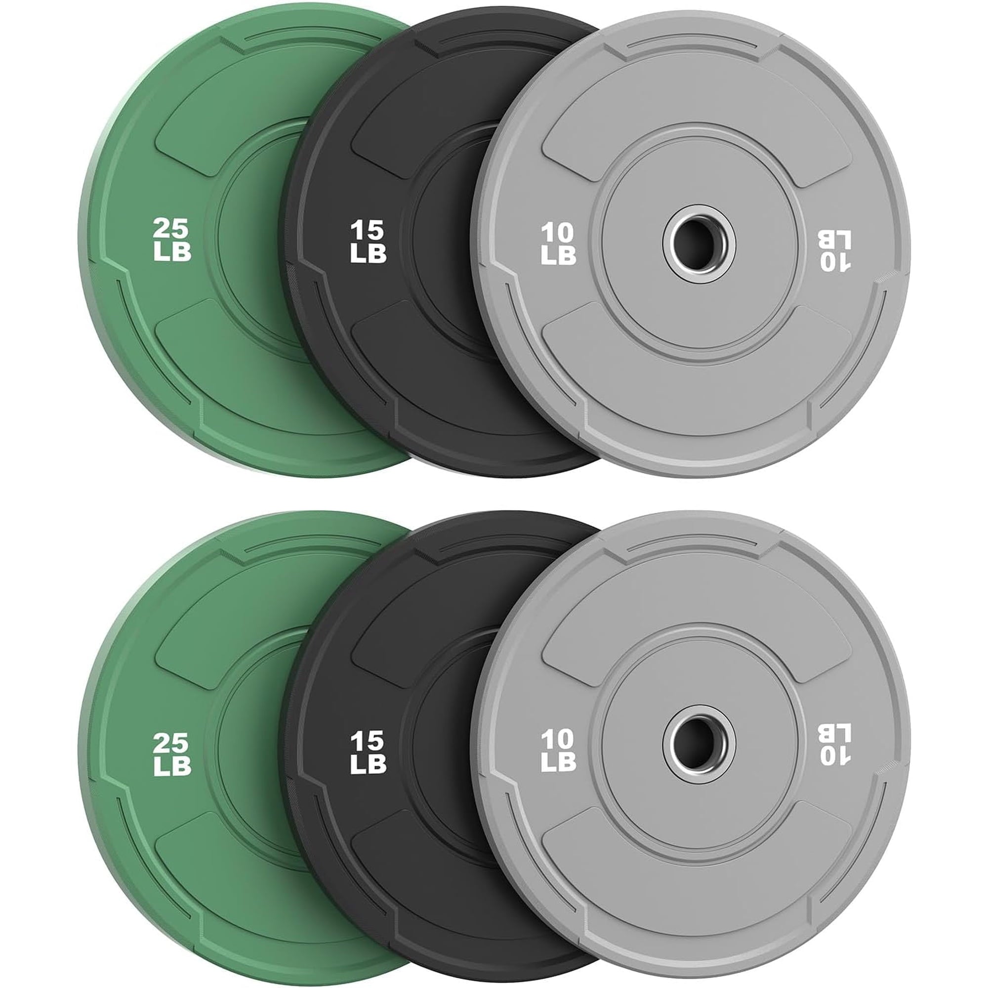 2-Inch Olympic Bumper Plates Set, 6Pcs(each pair 10,15,25 lb) Colored Virgin Rubber Weight Barbell Plates for Strength Training, Home Gym Weightlifting