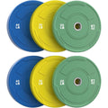 2-Inch Olympic Bumper Plates Set, 6Pcs(each pair 25,35,45 lb) Colored Virgin Rubber Weight Barbell Plates for Strength Training, Home Gym Weightlifting