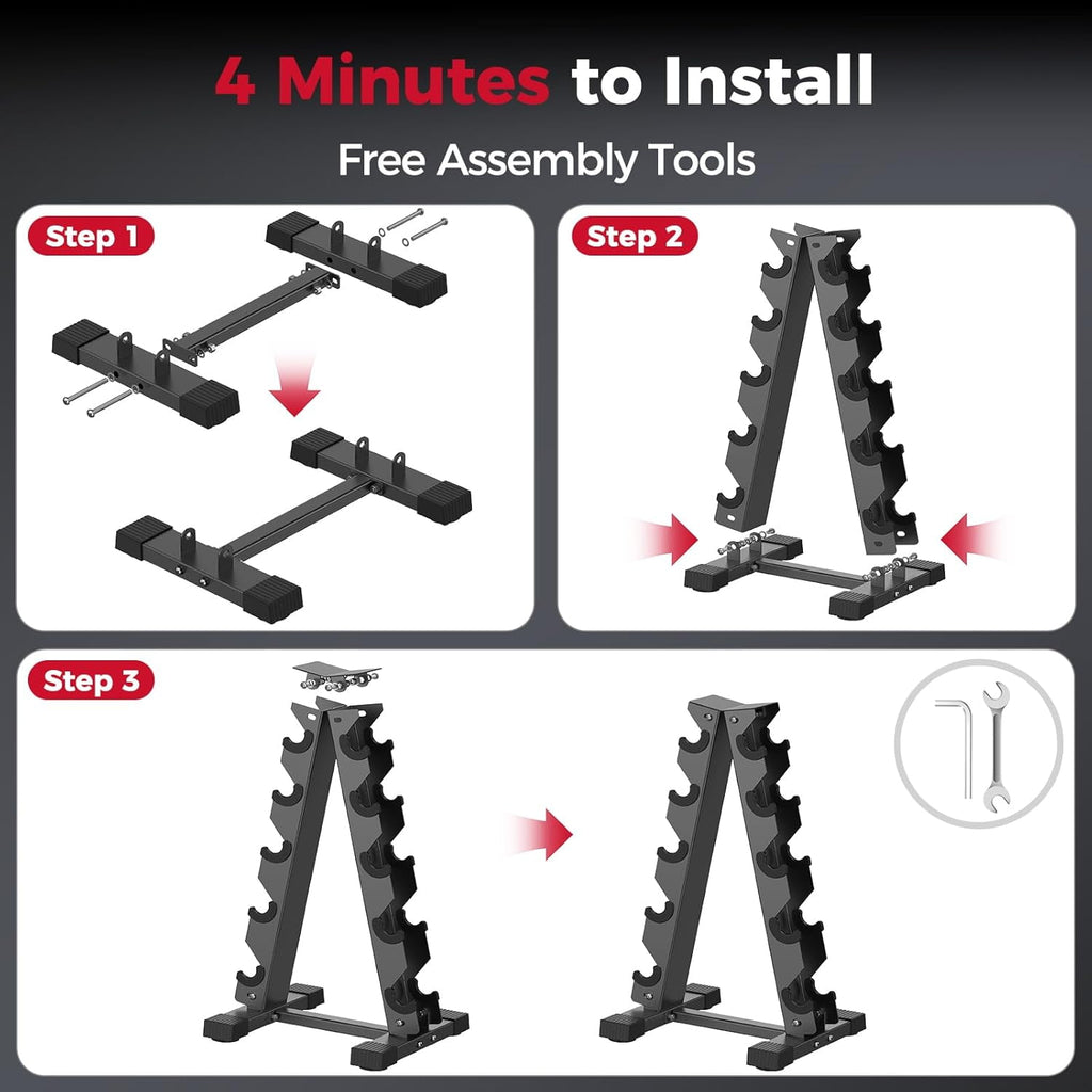 Dumbbell Rack Stand Only 5 Tier, Weight Rack for Dumbbells Compact A-Frame Home Gym Space Saver, 480 LBS Weight Capacity