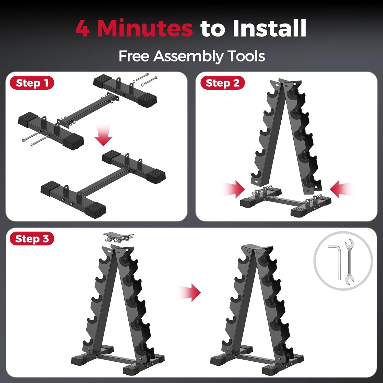 Dumbbell Rack Stand Only 5 Tier, Weight Rack for Dumbbells Compact A-Frame Home Gym Space Saver, 480 LBS Weight Capacity