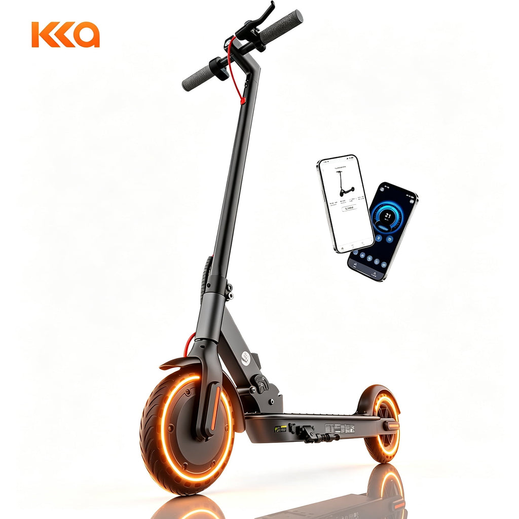 KKA Electric Scooter for Adults,350W Folding E-Scooter Up to 21 Miles Range, 3 Speed Modes, 8.5" Solid Tires, LED Display & Headlight