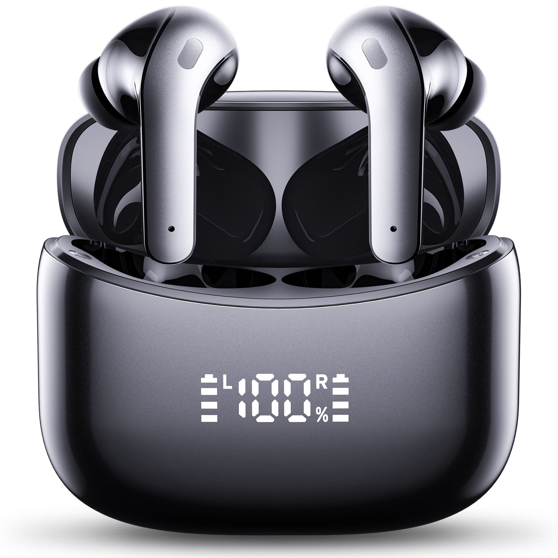 VEATOOL X15 Wireless Earbuds Bluetooth 5.3 Headphones,72H Hi-Fi Stereo Deep Bass Earphones with Noise Cancelling Mic IP7 Waterproof Sport Headset with LED Power Display for Laptop Pad Phones Black